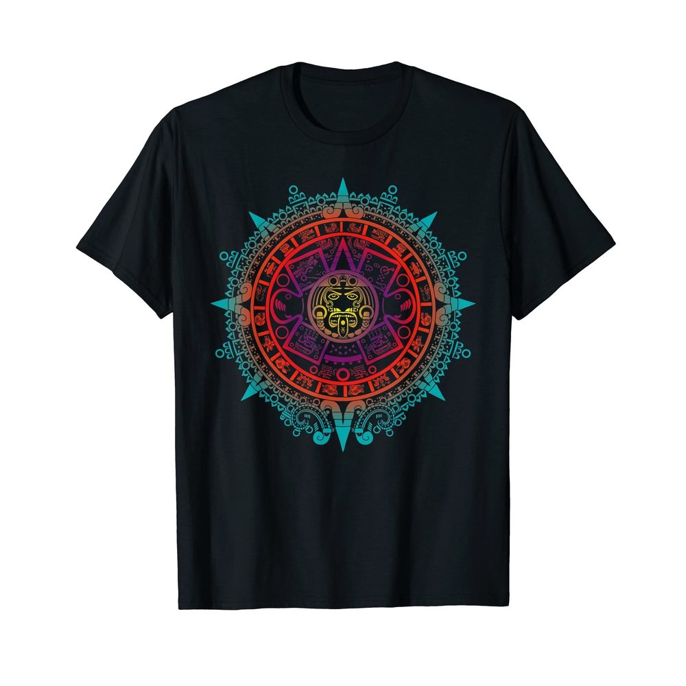 Aztec Sun Stone Maya Mayan Mexica Mesoamerica Pattern Art T-Shirt